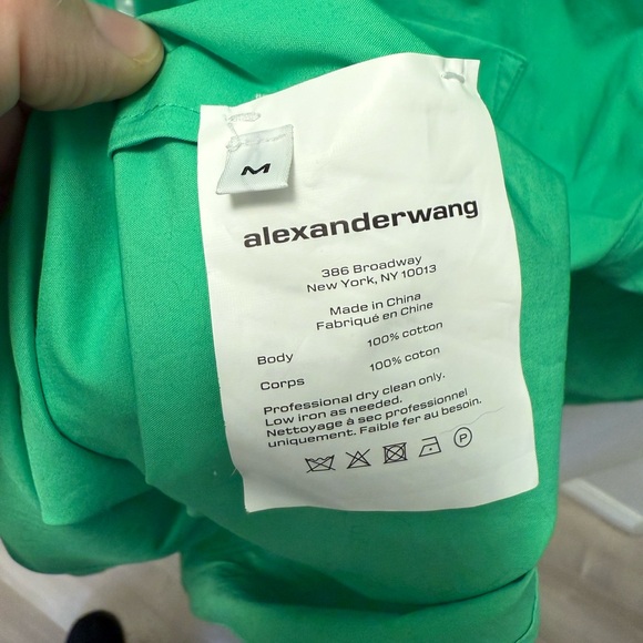 T by Alexander Wang Boyfriend Button Up Shirt Bright Green Poplin Oversized - Picture 11 of 11